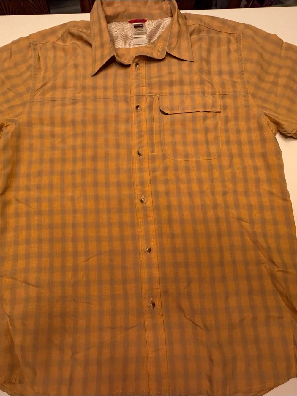 The North Face Men's Yellow Orange Plaid Button-Down Shirt